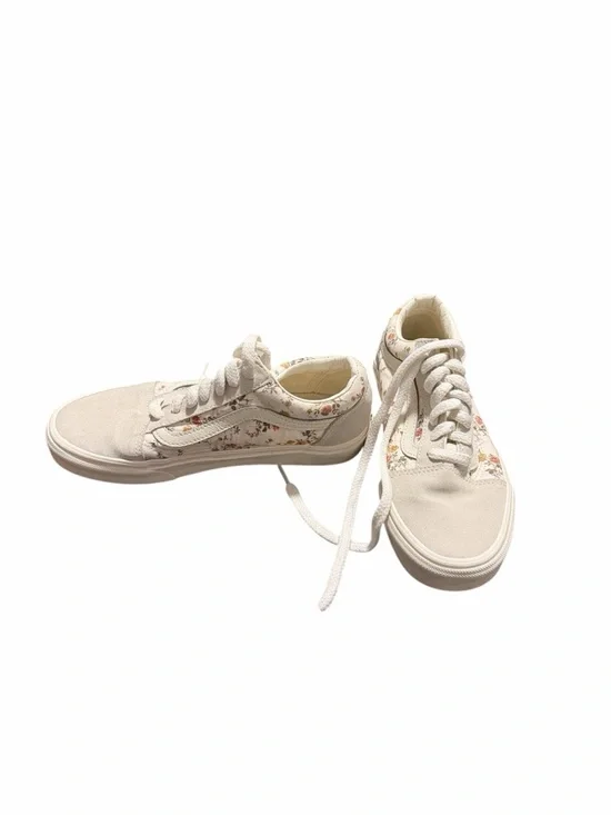 Vans Floral Canvas Low-Top Sneakers - Cream with Pink & Green Accents - Picture 3 of 5